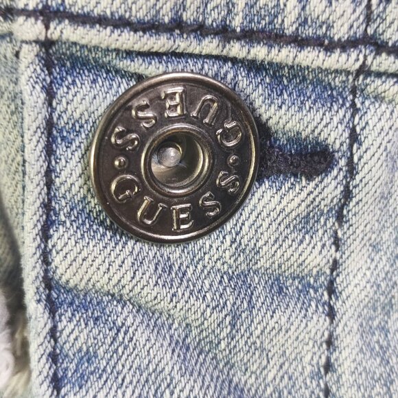 Guess Harold Hooded Denim Jacket youth size M hard washed blue - Picture 11 of 15